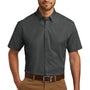 Port Authority Mens Carefree Stain Resistant Short Sleeve Button Down Shirt w/ Pocket - Graphite Grey