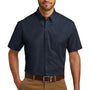 Port Authority Mens Carefree Stain Resistant Short Sleeve Button Down Shirt w/ Pocket - River Navy Blue