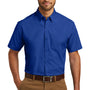 Port Authority Mens Carefree Stain Resistant Short Sleeve Button Down Shirt w/ Pocket - True Royal Blue