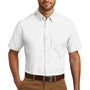 Port Authority Mens Carefree Stain Resistant Short Sleeve Button Down Shirt w/ Pocket - White
