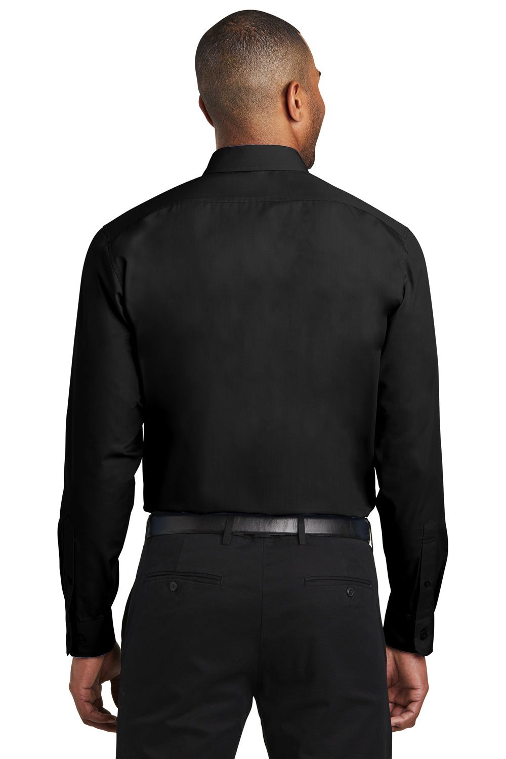 Port Authority W103 Mens Carefree Stain Resistant Long Sleeve Button Down Shirt Black Back