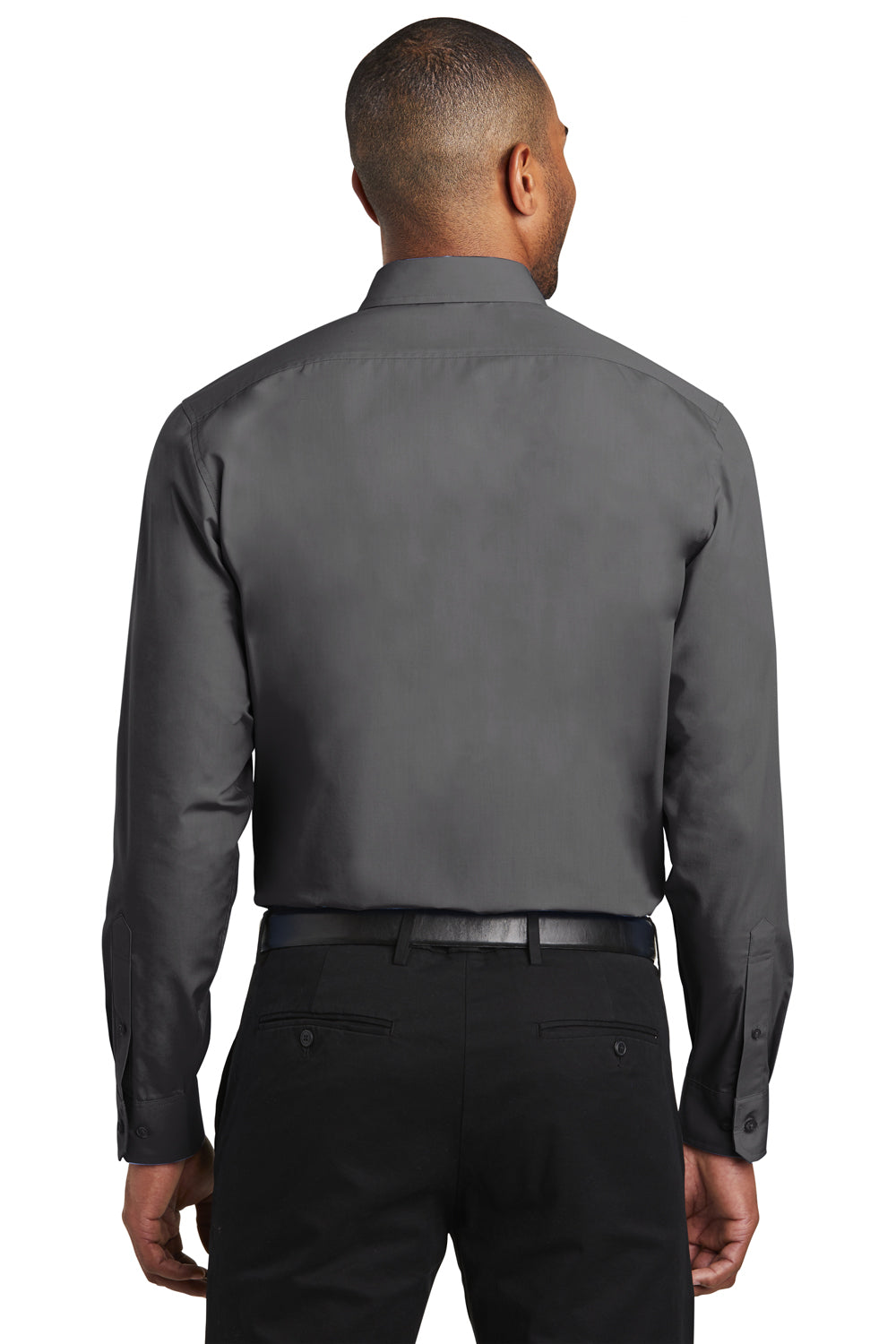 Port Authority W103 Mens Carefree Stain Resistant Long Sleeve Button Down Shirt Graphite Grey Back