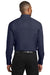 Port Authority W103 Mens Carefree Stain Resistant Long Sleeve Button Down Shirt Navy Blue Back