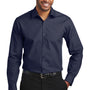 Port Authority Mens Carefree Stain Resistant Long Sleeve Button Down Shirt - River Navy Blue - Closeout