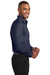 Port Authority W103 Mens Carefree Stain Resistant Long Sleeve Button Down Shirt Navy Blue Side