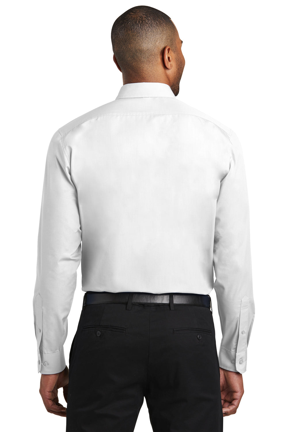 Port Authority W103 Mens Carefree Stain Resistant Long Sleeve Button Down Shirt White Back