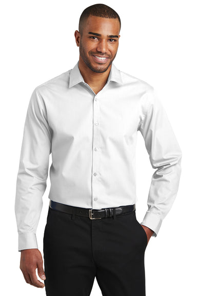 Port Authority W103 Mens Carefree Stain Resistant Long Sleeve Button Down Shirt White Front