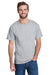 Hanes W110 Mens Workwear Short Sleeve Crewneck T-Shirt w/ Pocket Light Steel Grey Front