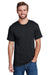 Hanes W110 Mens Workwear Short Sleeve Crewneck T-Shirt w/ Pocket Black Front