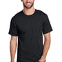 Hanes Mens Workwear UV Protection Short Sleeve Crewneck T-Shirt w/ Pocket - Black