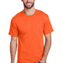 Hanes Mens Workwear UV Protection Short Sleeve Crewneck T-Shirt w/ Pocket - Safety Orange
