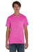 Hanes W110 Mens Workwear Short Sleeve Crewneck T-Shirt w/ Pocket Safety Pink Front