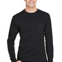 Hanes Mens Workwear UV Protection Long Sleeve Crewneck T-Shirt w/ Pocket - Black