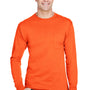 Hanes Mens Workwear UV Protection Long Sleeve Crewneck T-Shirt w/ Pocket - Safety Orange