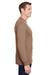 Hanes W120 Mens Workwear Long Sleeve Crewneck T-Shirt w/ Pocket Army Brown Side