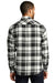 Port Authority W668 Mens Flannel Long Sleeve Button Down Shirt w/ Double Pockets White/Black Back