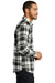 Port Authority W668 Mens Flannel Long Sleeve Button Down Shirt w/ Double Pockets White/Black Side