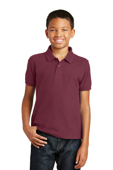 Port Authority Y100 Youth Core Classic Short Sleeve Polo Shirt Burgundy Front