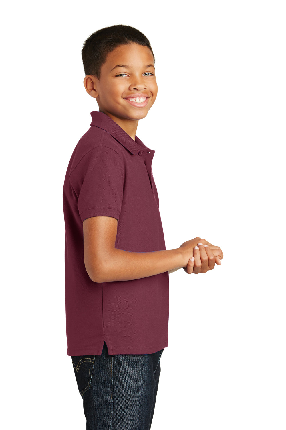 Port Authority Y100 Youth Core Classic Short Sleeve Polo Shirt Burgundy Side