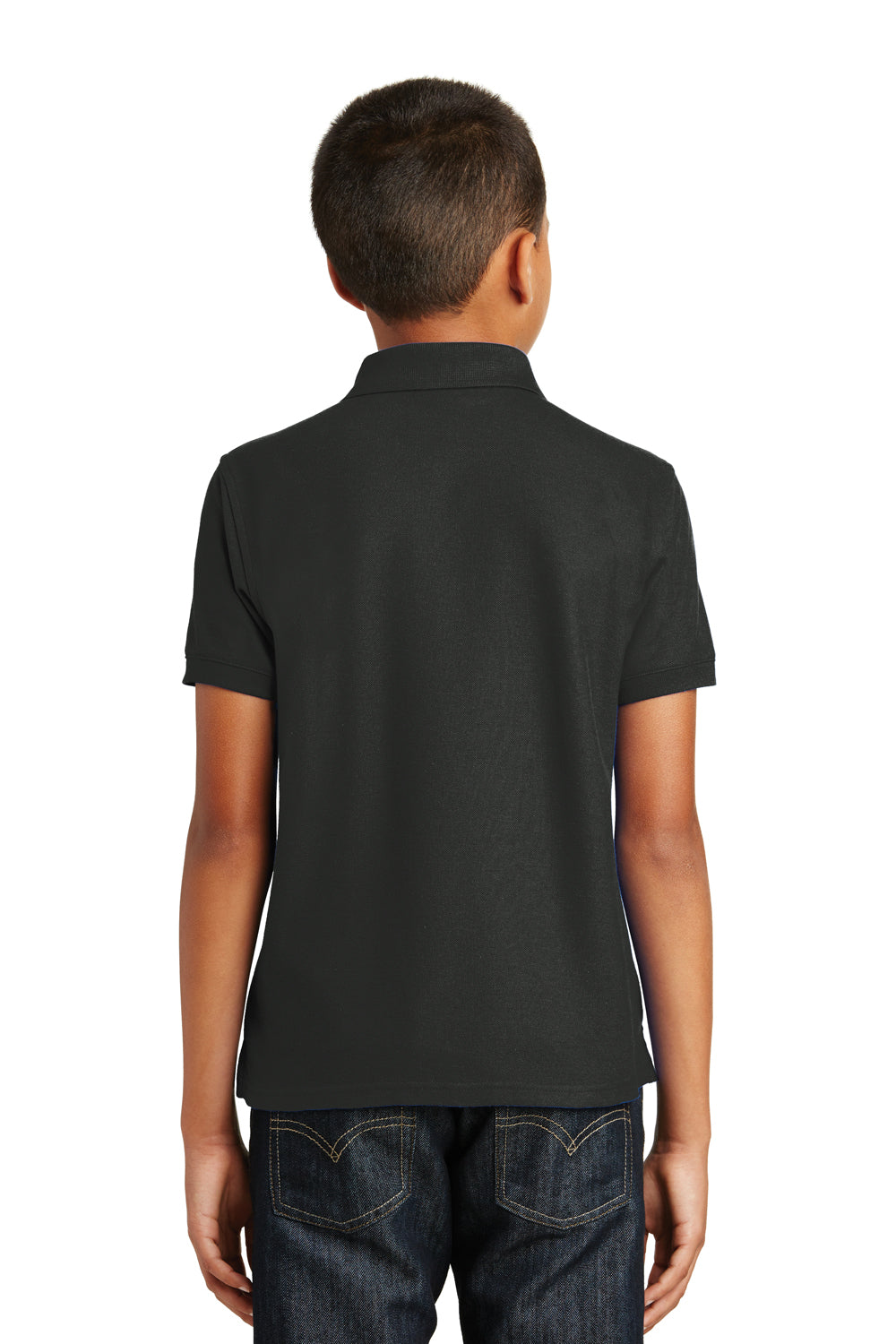 Port Authority Y100 Youth Core Classic Short Sleeve Polo Shirt Black Back
