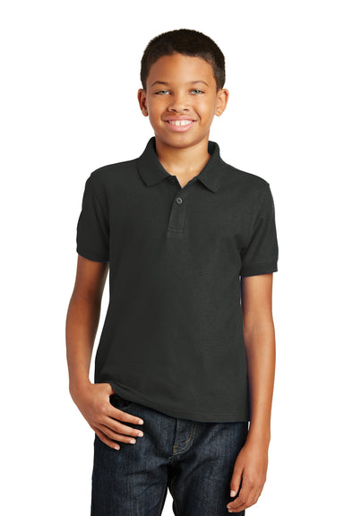 Port Authority Y100 Youth Core Classic Short Sleeve Polo Shirt Black Front