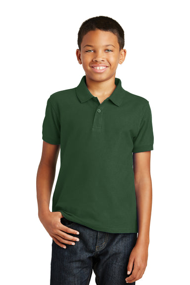 Port Authority Y100 Youth Core Classic Short Sleeve Polo Shirt Forest Green Front
