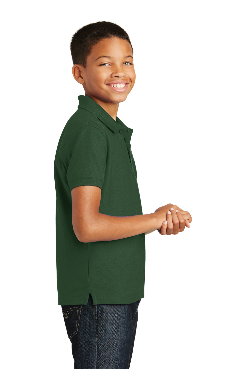Port Authority Y100 Youth Core Classic Short Sleeve Polo Shirt Forest Green Side