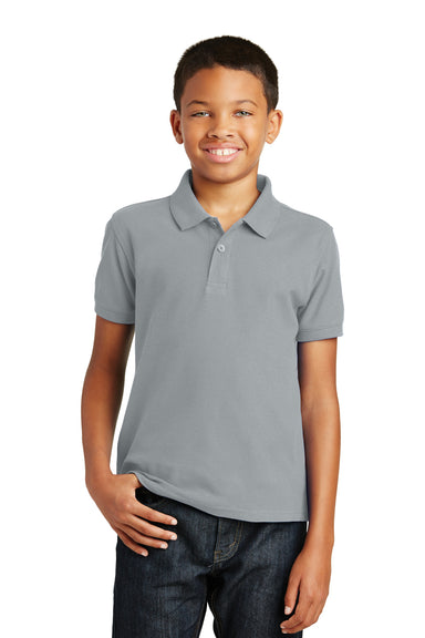 Port Authority Y100 Youth Core Classic Short Sleeve Polo Shirt Gusty Grey Front
