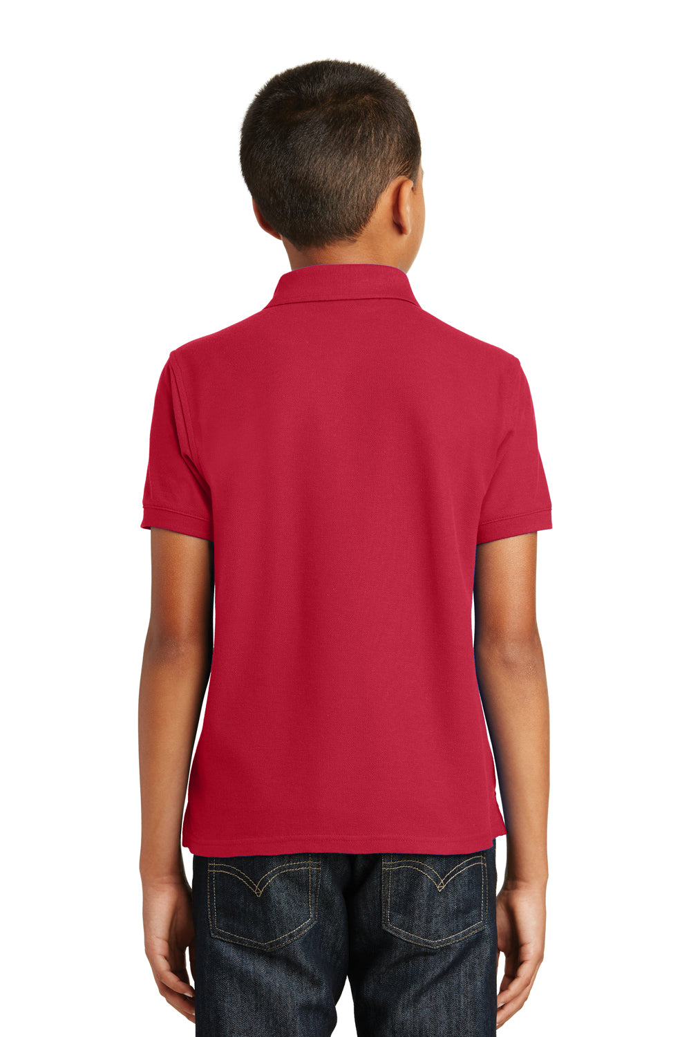 Port Authority Y100 Youth Core Classic Short Sleeve Polo Shirt Red Back