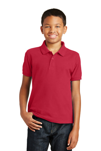 Port Authority Y100 Youth Core Classic Short Sleeve Polo Shirt Red Front