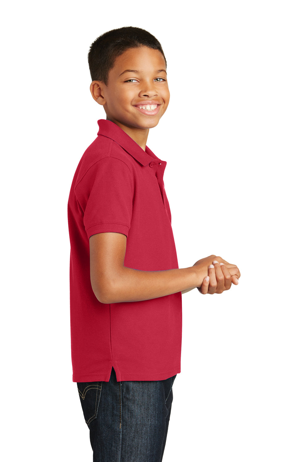 Port Authority Y100 Youth Core Classic Short Sleeve Polo Shirt Red Side