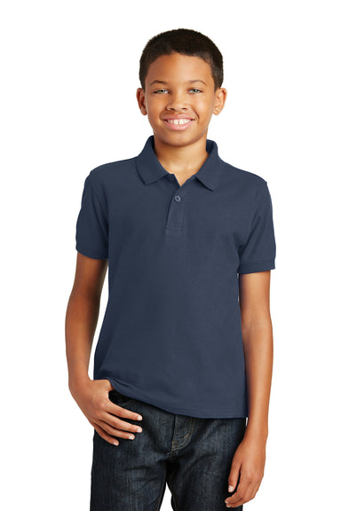 Port Authority Y100 Youth Core Classic Short Sleeve Polo Shirt Navy Blue Front