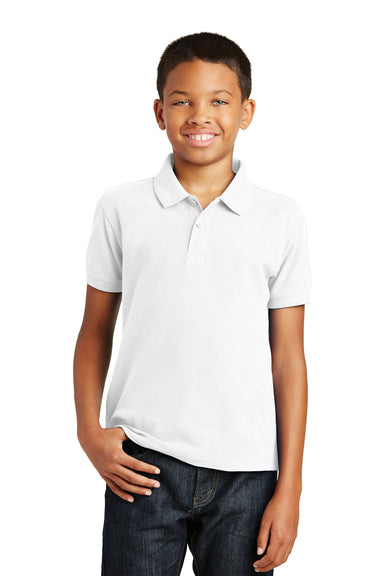 Port Authority Y100 Youth Core Classic Short Sleeve Polo Shirt White Front