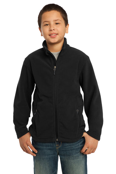 Port Authority Y217 Youth Full Zip Fleece Jacket Black Front