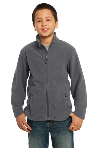 Port Authority Y217 Youth Full Zip Fleece Jacket Iron Grey Front