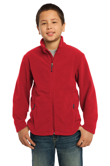 Port Authority Y217 Youth Full Zip Fleece Jacket Red Front