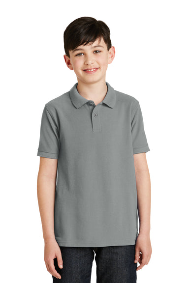 Port Authority Y500 Youth Silk Touch Wrinkle Resistant Short Sleeve Polo Shirt Cool Grey Front