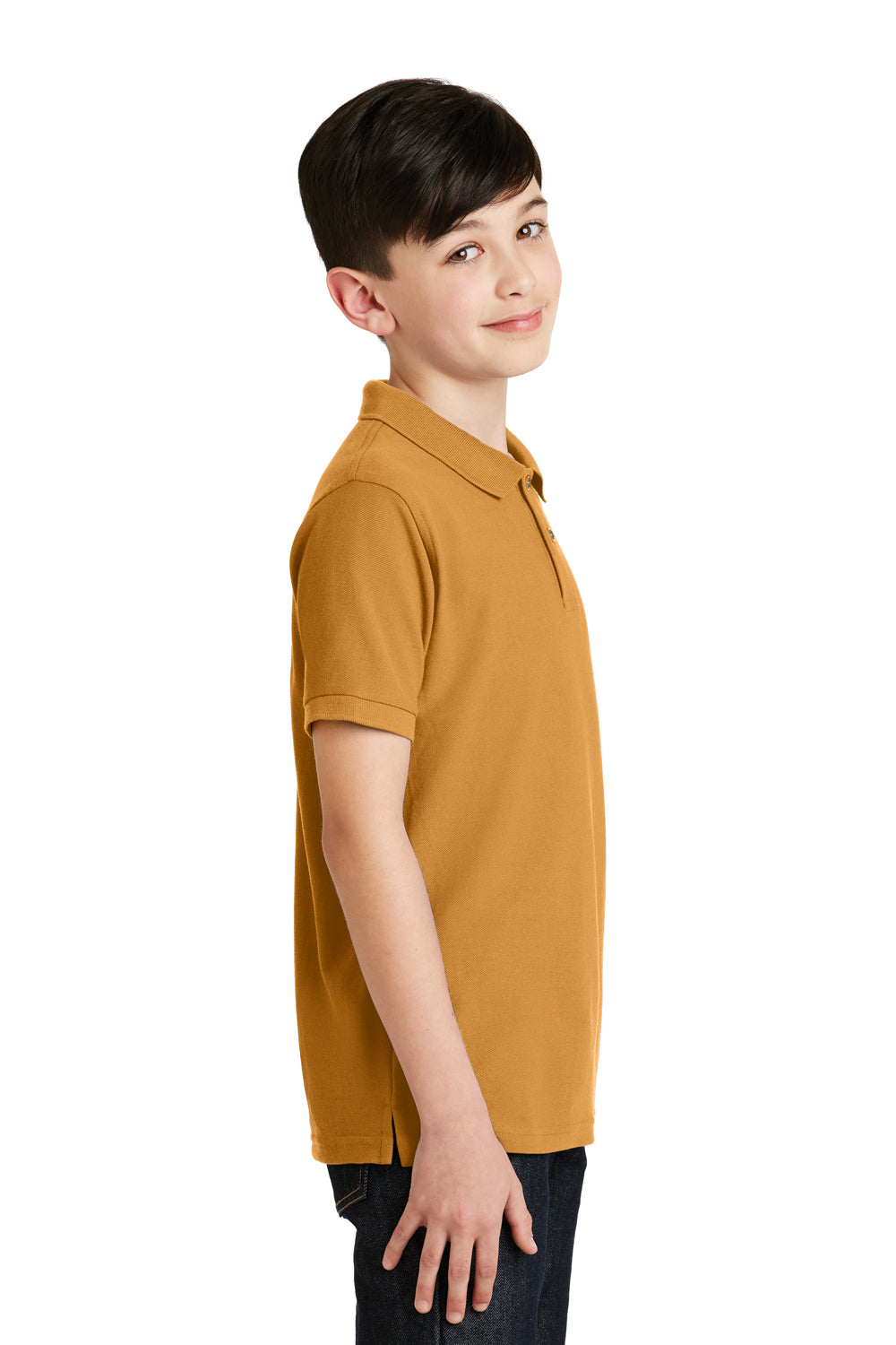 Port Authority Y500 Youth Silk Touch Wrinkle Resistant Short Sleeve Polo Shirt Gold Side