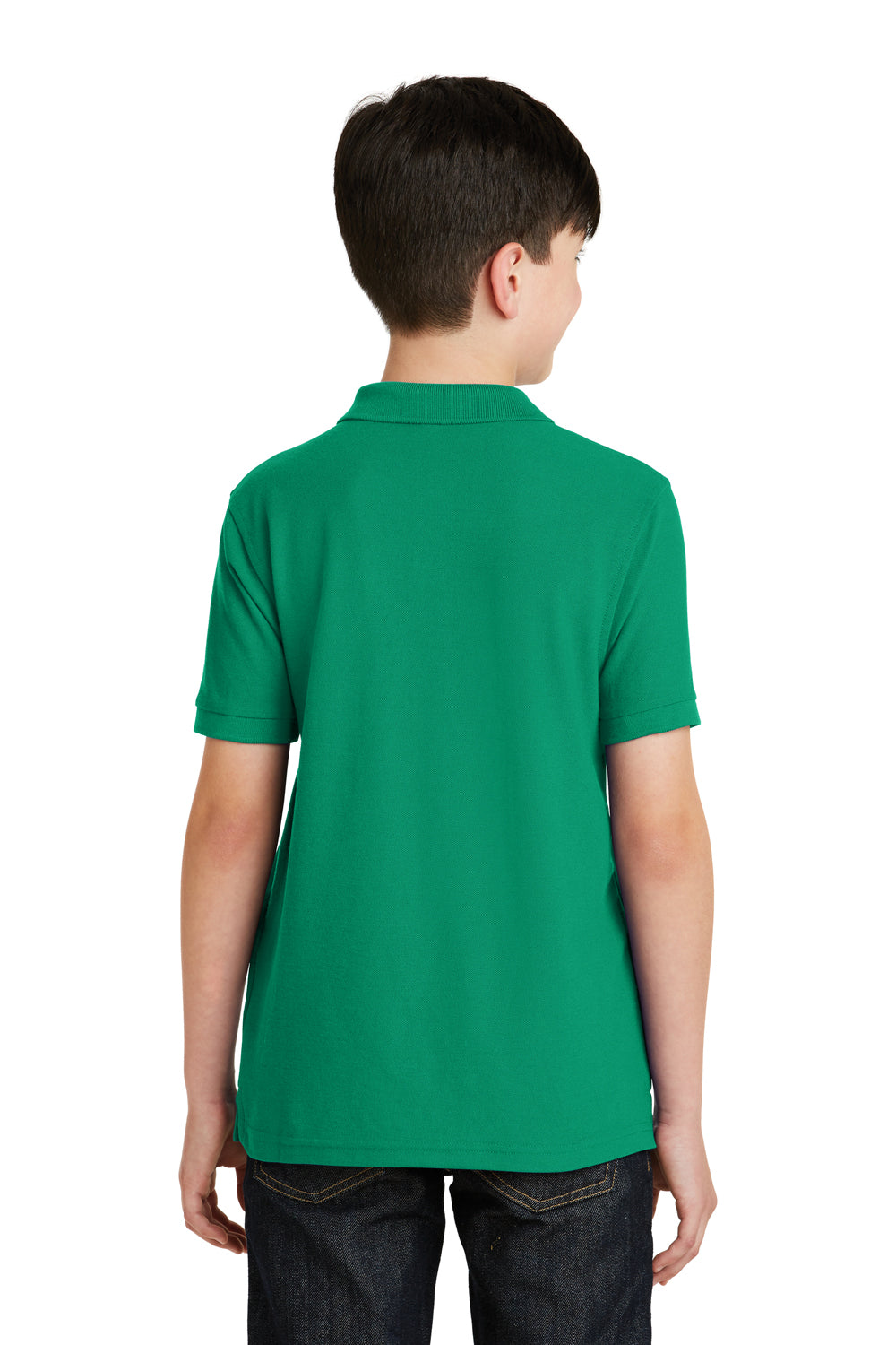 Port Authority Y500 Youth Silk Touch Wrinkle Resistant Short Sleeve Polo Shirt Kelly Green Back
