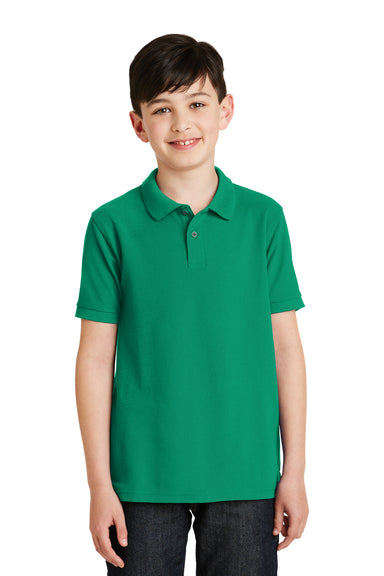 Port Authority Y500 Youth Silk Touch Wrinkle Resistant Short Sleeve Polo Shirt Kelly Green Front