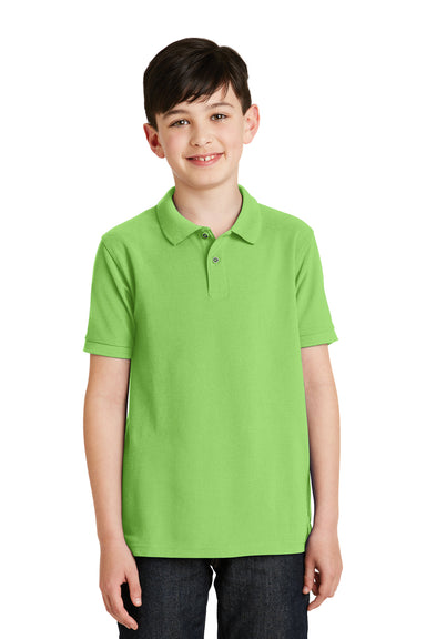 Port Authority Y500 Youth Silk Touch Wrinkle Resistant Short Sleeve Polo Shirt Lime Green Front