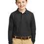 Port Authority Youth Silk Touch Wrinkle Resistant Long Sleeve Polo Shirt - Black