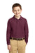 Port Authority Y500LS Youth Silk Touch Wrinkle Resistant Long Sleeve Polo Shirt Burgundy Front