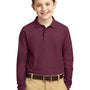 Port Authority Youth Silk Touch Wrinkle Resistant Long Sleeve Polo Shirt - Burgundy