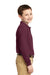 Port Authority Y500LS Youth Silk Touch Wrinkle Resistant Long Sleeve Polo Shirt Burgundy Side
