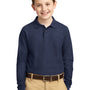 Port Authority Youth Silk Touch Wrinkle Resistant Long Sleeve Polo Shirt - Navy Blue