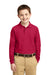 Port Authority Y500LS Youth Silk Touch Wrinkle Resistant Long Sleeve Polo Shirt Red Front