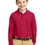 Port Authority Youth Silk Touch Wrinkle Resistant Long Sleeve Polo Shirt - Red