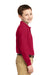Port Authority Y500LS Youth Silk Touch Wrinkle Resistant Long Sleeve Polo Shirt Red Side