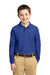 Port Authority Y500LS Youth Silk Touch Wrinkle Resistant Long Sleeve Polo Shirt Royal Blue Front